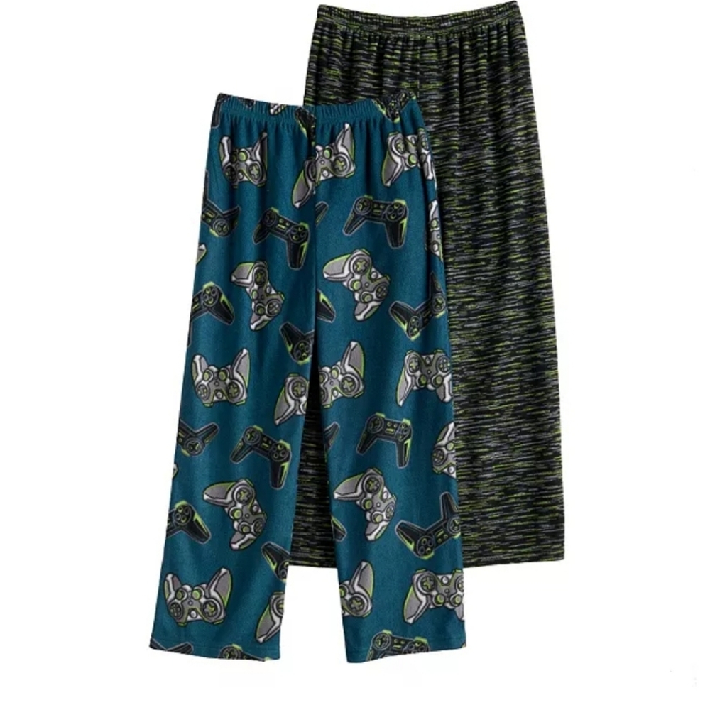 Cuddl Duds 2 Pack Lounge Sleep Pajama Bottoms Gamer New‎ Size 8 Medium Boys